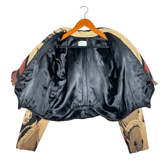 VINTAGE Cropped Horse Print Fringed Throw Blanket Western Jacket - Picture 12 of 14